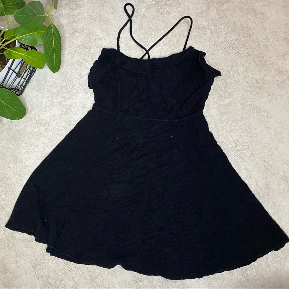 Free People More than a Mini Black Backless Mini A Line Dress Size Small